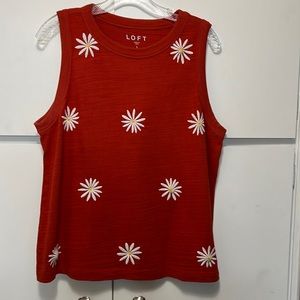 Loft embroidered daisy tank